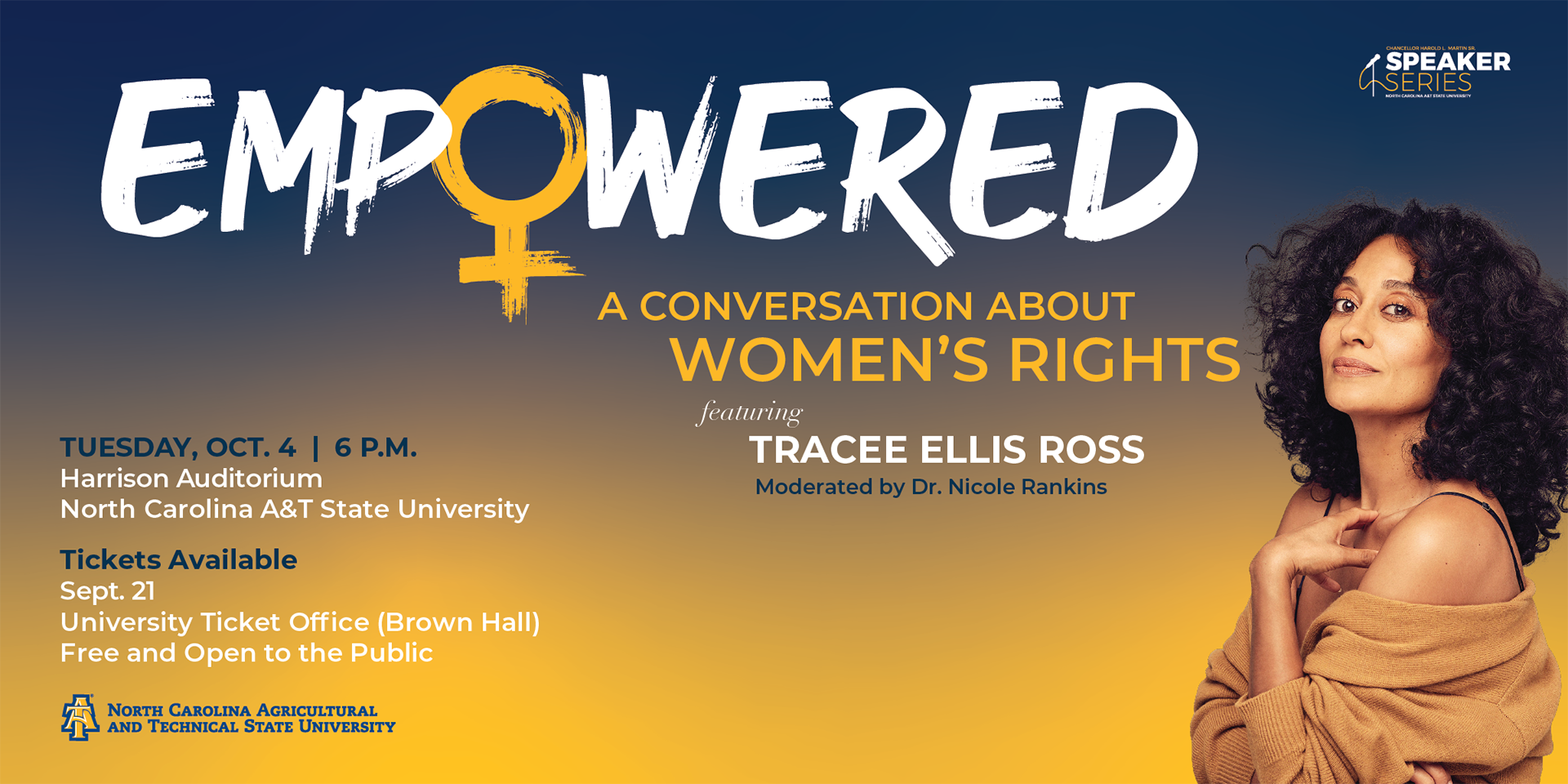 Chancellor's Speakers Series Empowered featuring Tracey Ellis Ross, October 4th 2022 6 p.m.