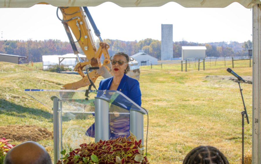 Dean Hymon-Parker speaks at the Urban and Community Food Complex groundbreaking event