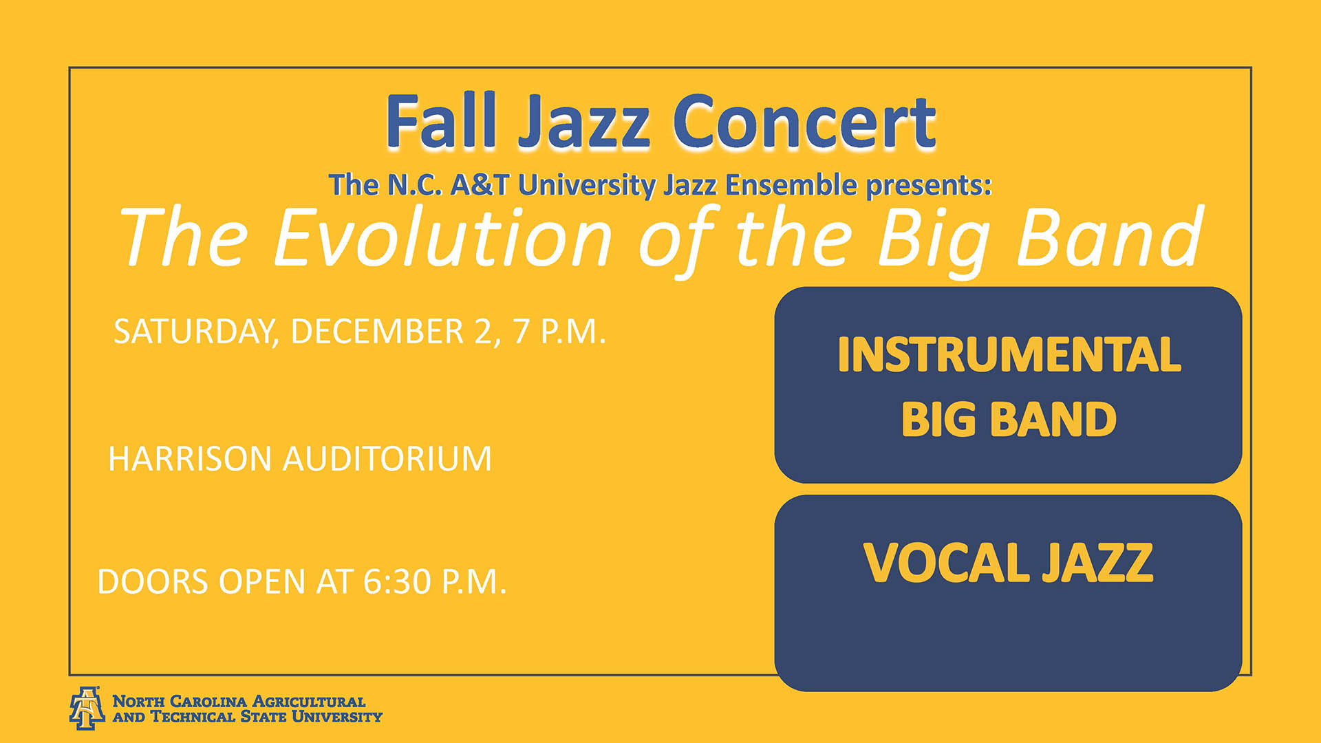 The Evolution of the Big Band University Jazz Ensemble flyer
