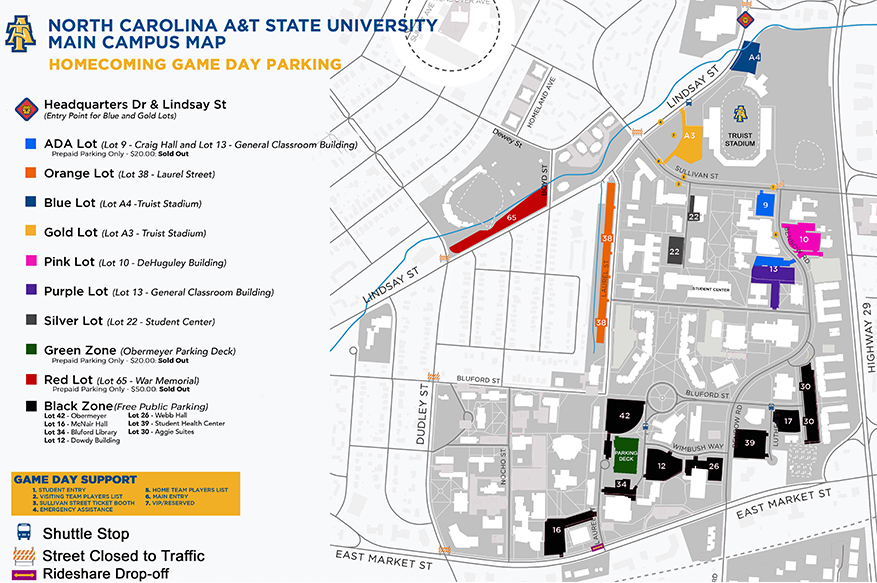 Homecoming Game Day Parking Map