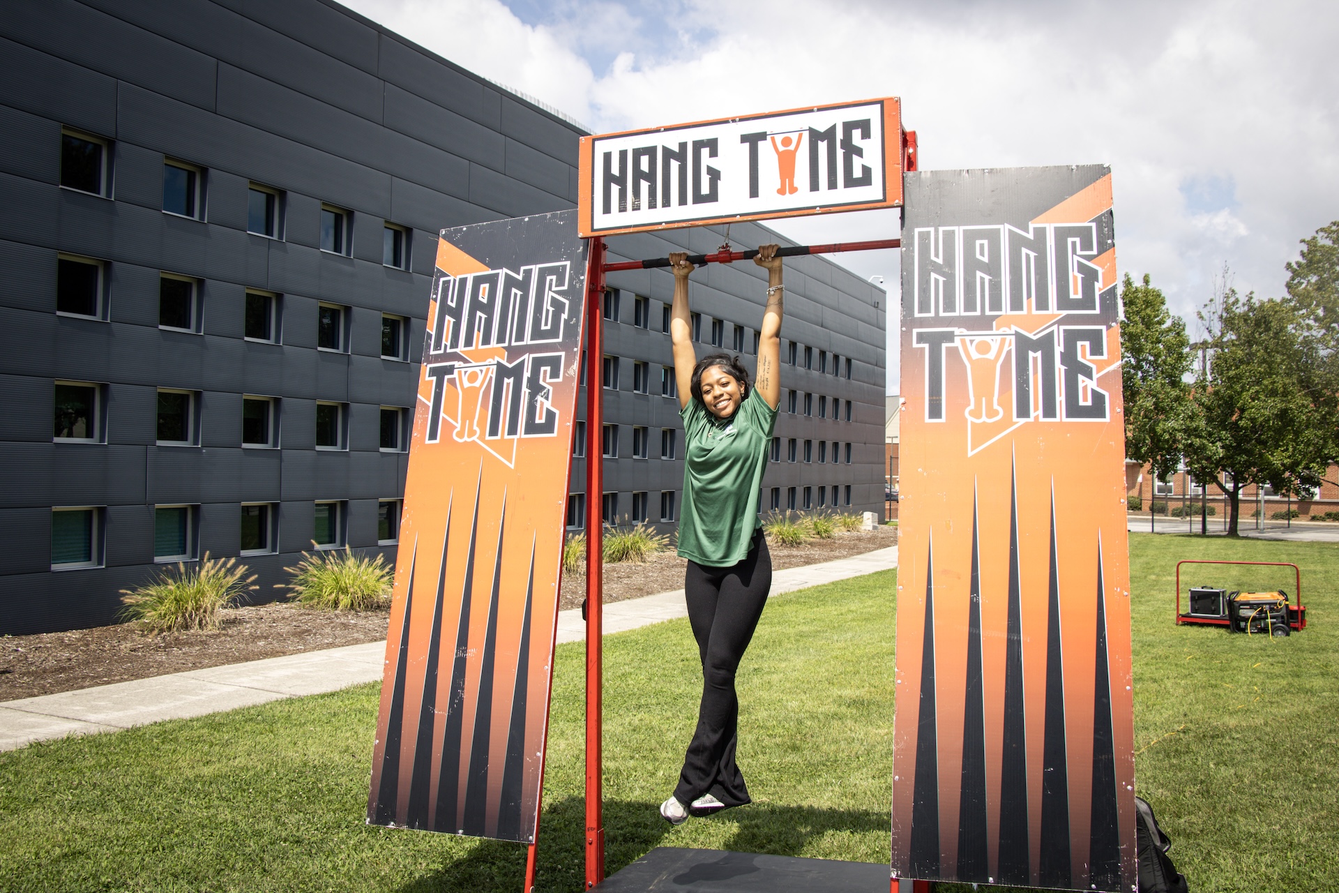 Campus Recreation student participating in hanging competition