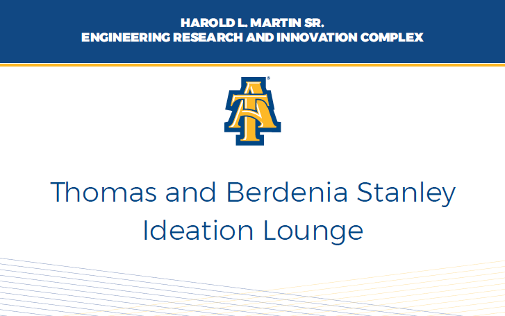 Sign for the Thomas and Berdinia Stanley Ideation Lounge