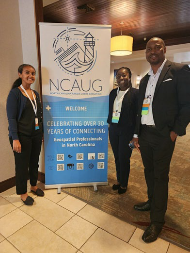 Students advised by Leila Hashemi-Beni, Ph.D., from left to right: Eden Wasehun, Victoria Tanoh and Gazali Agboola.