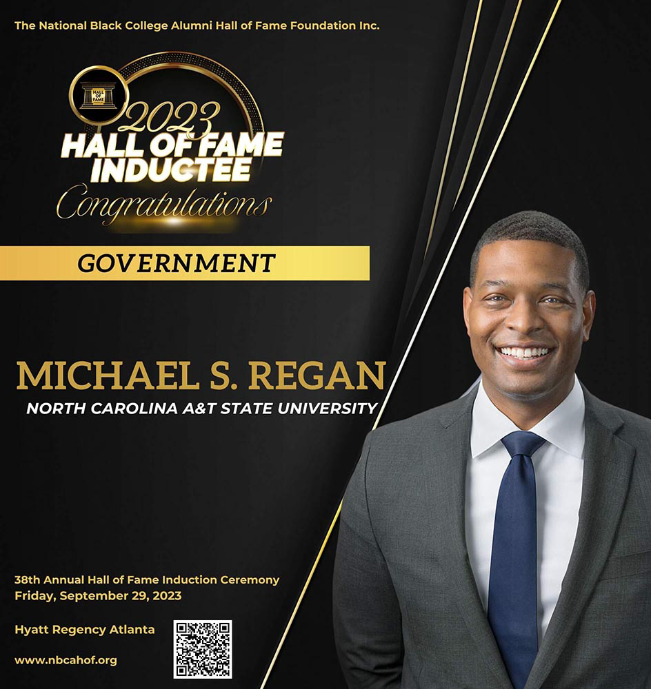 NBCAHOF announcement with Michael S. Rgan image and QR code for induction