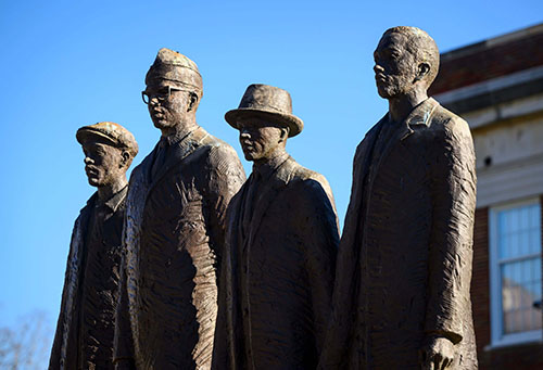 The A&T Four monument faces in profile