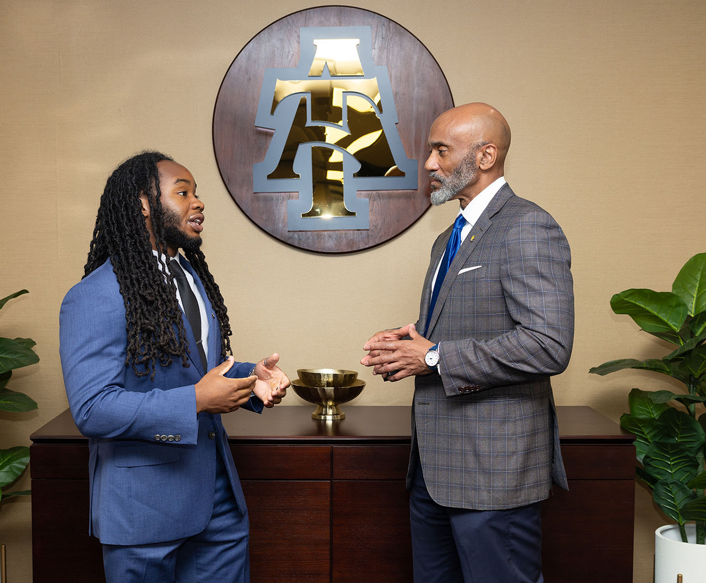 Terrenece O"olu Rouse, left, and Chancellor James R. Martin II
