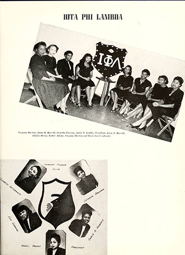 Virginia Horton is pictured with Iota Phi Lambda Sorority, Inc. in the 1948 Ayantee